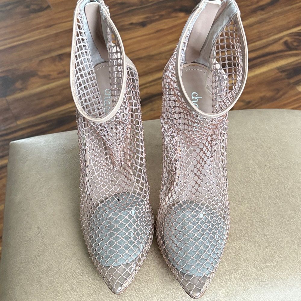Charles David Mesh Heels - Pink and Silver